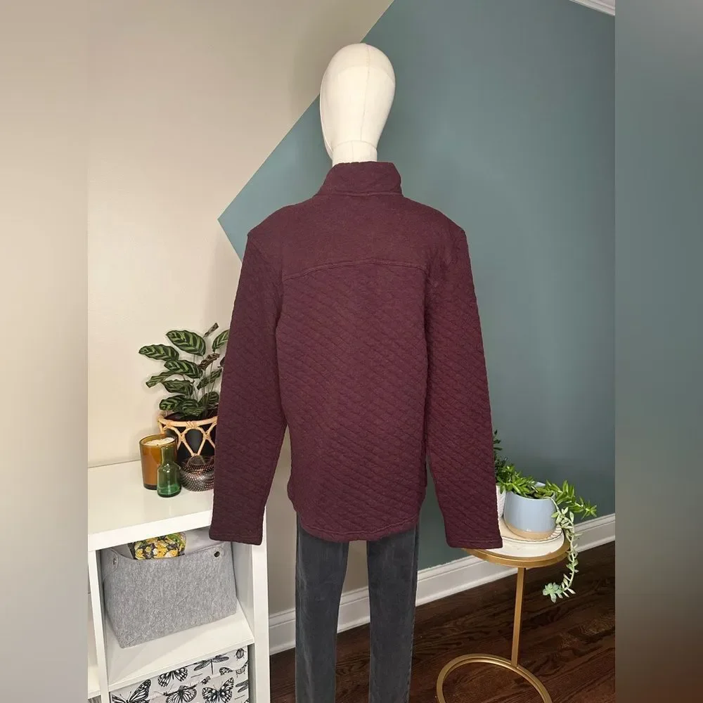 Avalanche Outdoor Quilted Burgundy Pullover Cozy Cotton Blend, Snap Front Large - Picture 4 of 11